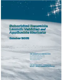 Suborbital Reusable Launch Vehicles and Applicable Markets