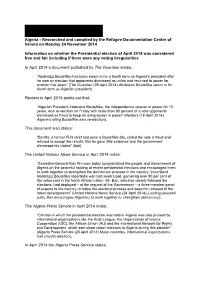 Algeria - Researched and Compiled by the Refugee Documentation Centre of Ireland on Monday 24 November 2014