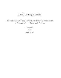 ASTG Coding Standard Recommended Coding Styles For