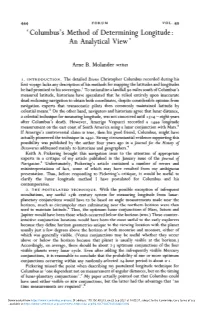 'Columbus's Method of Determining Longitude : an Analytical View'