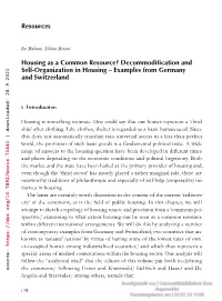 Decommodification and Self-Organization in Housing
