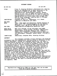DOCUMENT RESUME CG 018 099 Title IV, Missing Children's