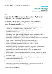 Eunicellin-Based Diterpenoids, Hirsutalins S–V, from the Formosan Soft Coral Cladiella Hirsuta