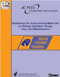 Guidelines for Instructional Materials on Refuge Chamber Setup, Use, and Maintenance