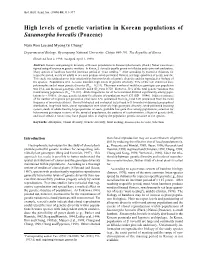 High Levels of Genetic Variation in Korean Populations of Sasamorpha Borealis (Poaceae)