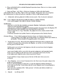 INFORMATION REGARDING BAPTISMS 1. Please Call 610-683