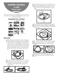 Installation Instructions Lavatory Following Manufacturers Installation Instructions