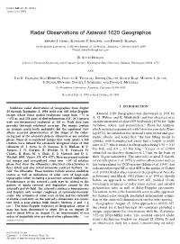 Radar Observations of Asteroid 1620 Geographos