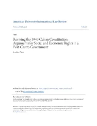 Reviving the 1940 Cuban Constitution: Arguments for Social and Economic Rights in a Post-Castro Government Jonathan Wachs