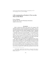 A Re-Examination of Luther's View on the State of the Dead
