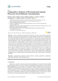 Comparative Analysis of Perennial and Annual Phaseolus Seed Nutrient Concentrations