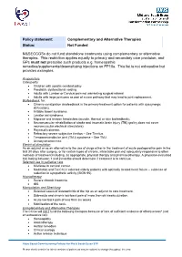 Complementary and Alternative Therapies Status: Not Funded