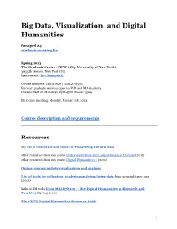 Course Schedule: Big Data, Visualization, and Digital