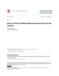 Explaining Military Responses During the Arab Uprisings