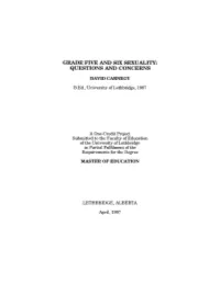 Grade Five and Six Sexuality: Questions and Concerns