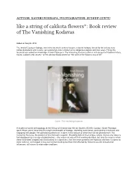 Like a String of Cakkota Flowers*: Book Review of the Vanishing Kodavas
