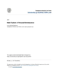 Mark Tushnet: a Personal Reminiscence