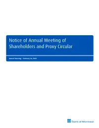 Notice of Annual Meeting of Shareholders and Proxy Circular