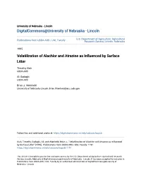 Volatilization of Alachlor and Atrazine As Influenced by Surface Litter" (1995)