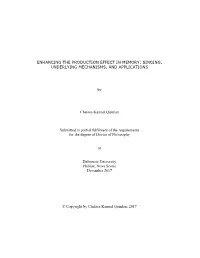 Enhancing the Production Effect in Memory: Singing, Underlying Mechanisms, and Applications