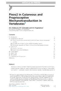 Piezo2 in Cutaneous and Proprioceptive Mechanotransduction in Vertebratesa