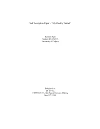 Self Ascription Paper – “My Reality Tunnel”