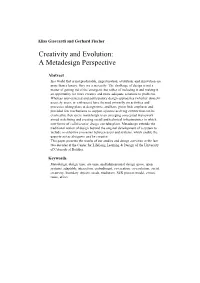 Creativity and Evolution: a Metadesign Perspective