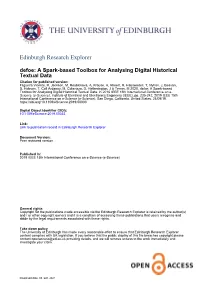 Edinburgh Research Explorer Defoe: a Spark-Based Toolbox for Analysing Digital Historical