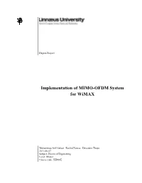 Implementation of MIMO-OFDM System for Wimax