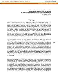 STRUCTURE and STRUCTURALISM in PHILOSOPHY of LANGUAGE and SEMIOTICS by Susan Petrilli
