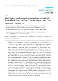 The Phorbol Ester Fraction from Jatropha Curcas Seed Oil: Potential and Limits for Crop Protection Against Insect Pests