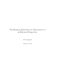 The Riemann Hypothesis in Characteristic P in Historical Perspective