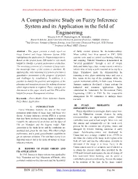 A Comprehensive Study on Fuzzy Inference System and Its Application in the Field of Engineering Sheena a D, M