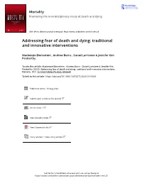 Addressing Fear of Death and Dying: Traditional and Innovative Interventions