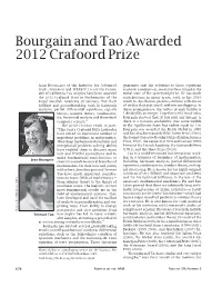 Bourgain and Tao Awarded 2012 Crafoord Prize