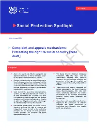 Complaint and Appeals Mechanisms: Protecting the Right to Social Security [Zero Draft]