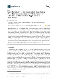 Jeans Instability of Dissipative Self-Gravitating Bose–Einstein Condensates with Repulsive Or Attractive Self-Interaction: Application to Dark Matter