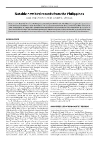 Notable New Bird Records from the Philippines ARNE E