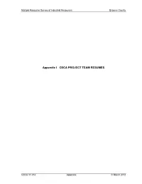 Appendix I CBCA PROJECT TEAM RESUMES