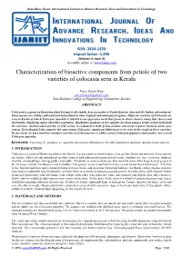 Characterization of Bioactive Components from Petiole of Two Varieties of Colocasia Seen in Kerala