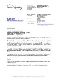 Complaints, Members Enquiries & Freedom of Information Ms Sally