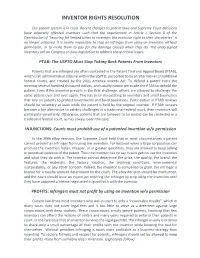 Inventor Rights Resolution