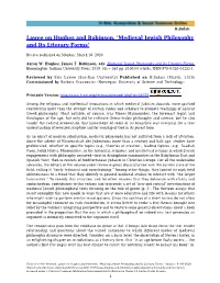 Medieval Jewish Philosophy and Its Literary Forms'
