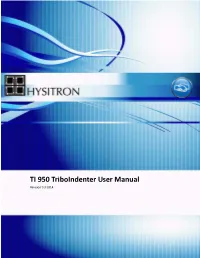 TI 950 Triboindenter User Manual