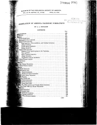 (U3&") Correlation of Arizona Paleozoic Formations