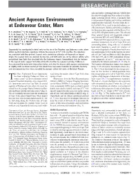 Ancient Aqueous Environments at Endeavour Crater, Mars R