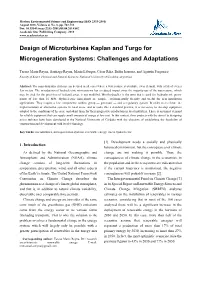 Design of Microturbines Kaplan and Turgo for Microgeneration Systems: Challenges and Adaptations