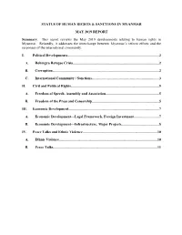 Myanmar Update May 2019 Report