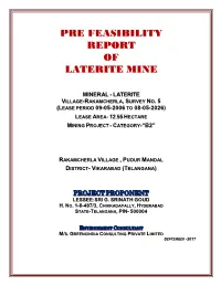 Pre Feasibility Report of Laterite Mine