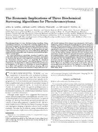 The Economic Implications of Three Biochemical Screening Algorithms for Pheochromocytoma
